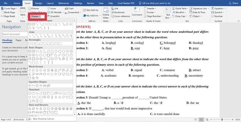 c&aacute;ch khoanh tr&ograve;n đ&aacute;p &aacute;n trong word 2