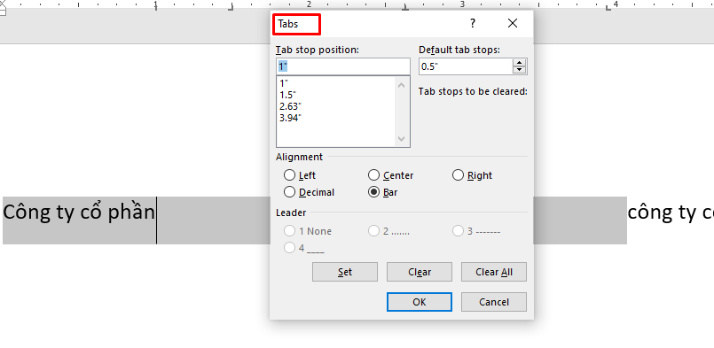c&aacute;ch tạo tab trong word 3