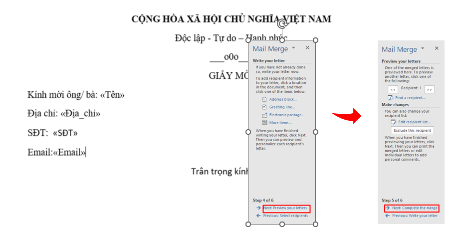 c&aacute;ch trộn thư trong word 10
