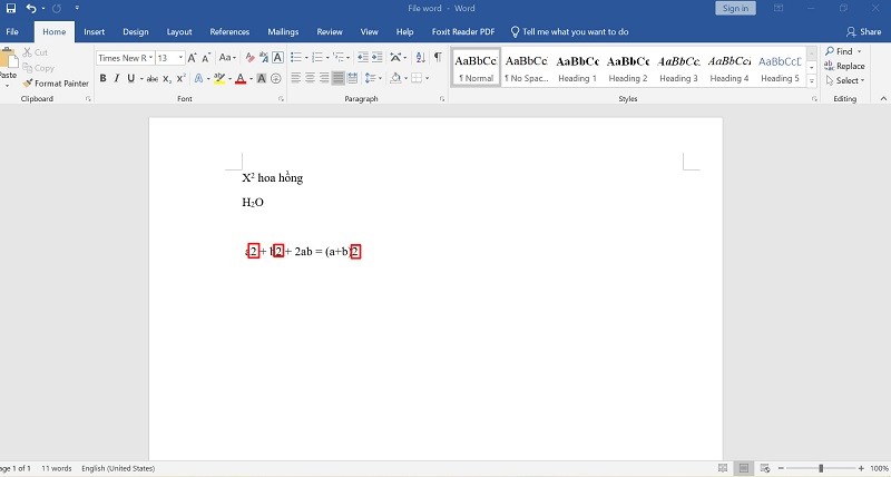 c&aacute;ch viết số mũ trong word 5