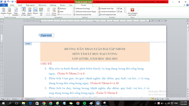 cach tao heater and footer trong word-2