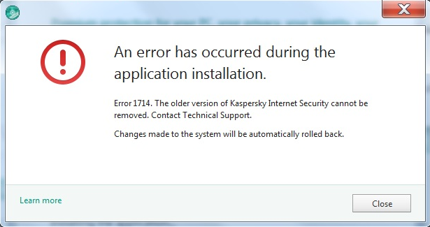 lỗi khi c&agrave;i mới hoặc n&acirc;ng cấp l&ecirc;n kaspersky 2016